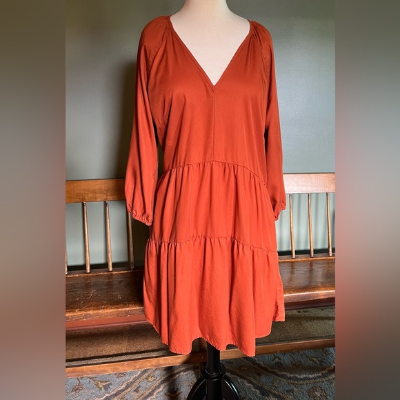 graceatwood for The Drop Dresses & Skirts - Elegant Rust V-Neck Dress